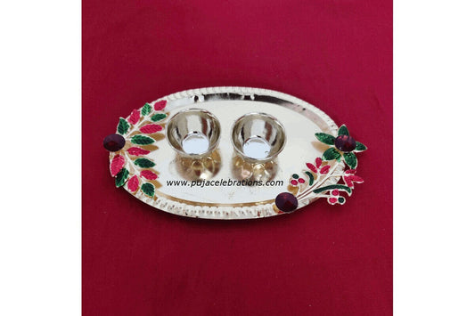 Oval flower Meenakari Kumkum Cups, Navarathri Return Gifts