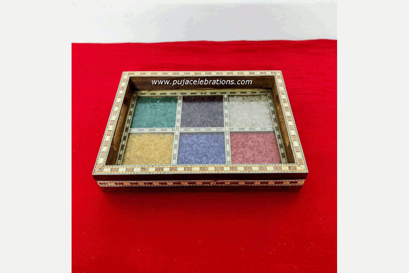Gemstone Wooden Tray, Indian Wedding Return Gifts for Guests