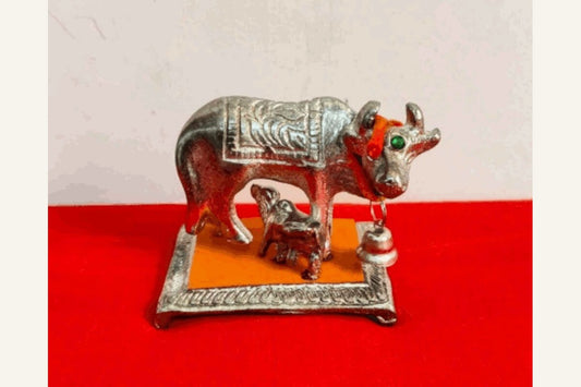 Cow and Calf Antique Silver velvet base, Return Gifts for Ladies