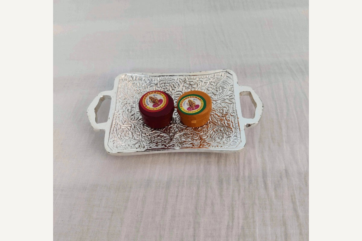 Silver Mini Tray Tambulam Set, Return Gift  Ideas for Housewarming