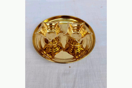 Plate with 5 Star Diya, Return Gifts for Pooja