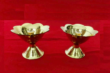 Flower Akhand Diya Pair