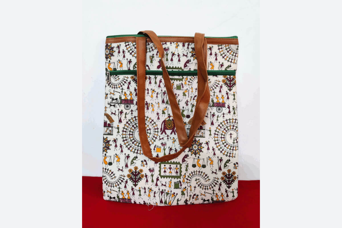 Warli Print Tote Handbag