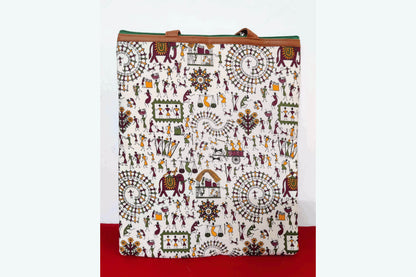 Warli Print Tote Handbag