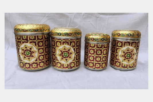 Meenakari Steel Dabba Box Set,