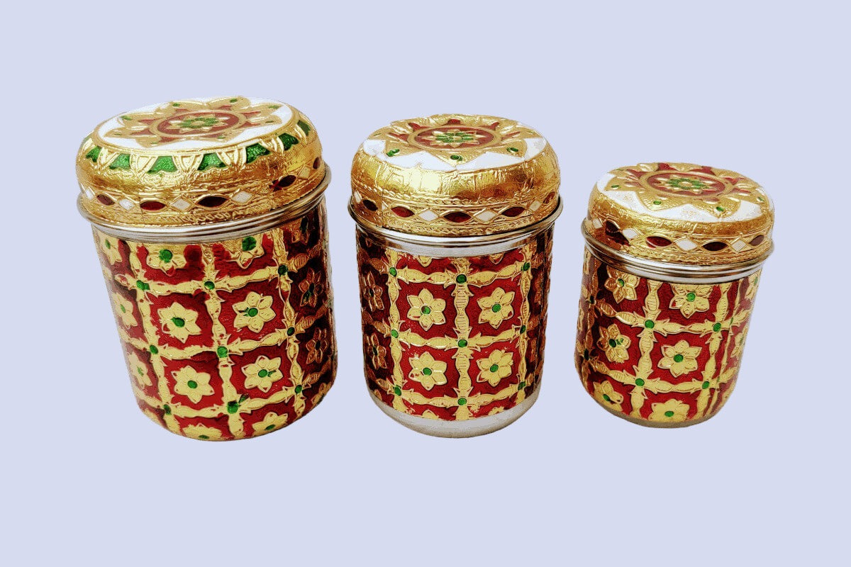 Meenakari Steel Dabba Box Set