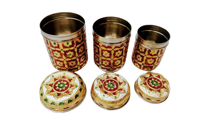 Meenakari Steel Dabba Box Set