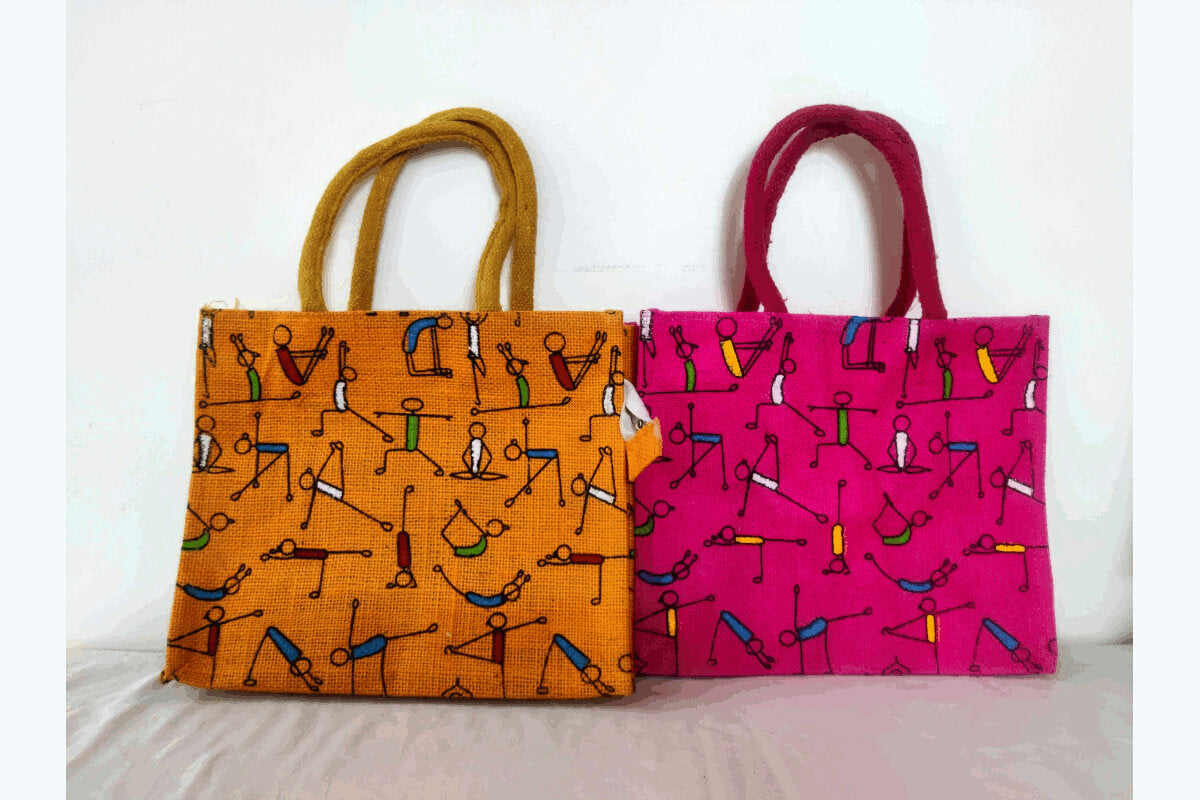 Jute Mix Print Bag