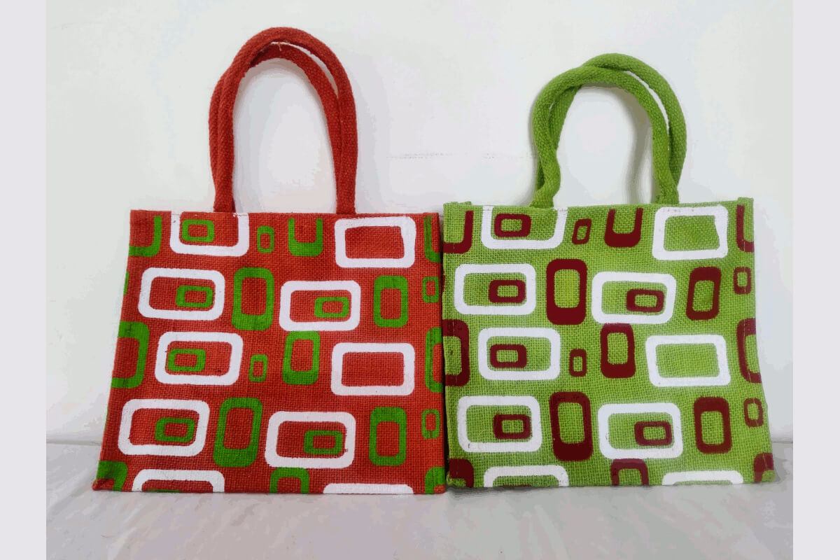 Jute Mix Print Bag