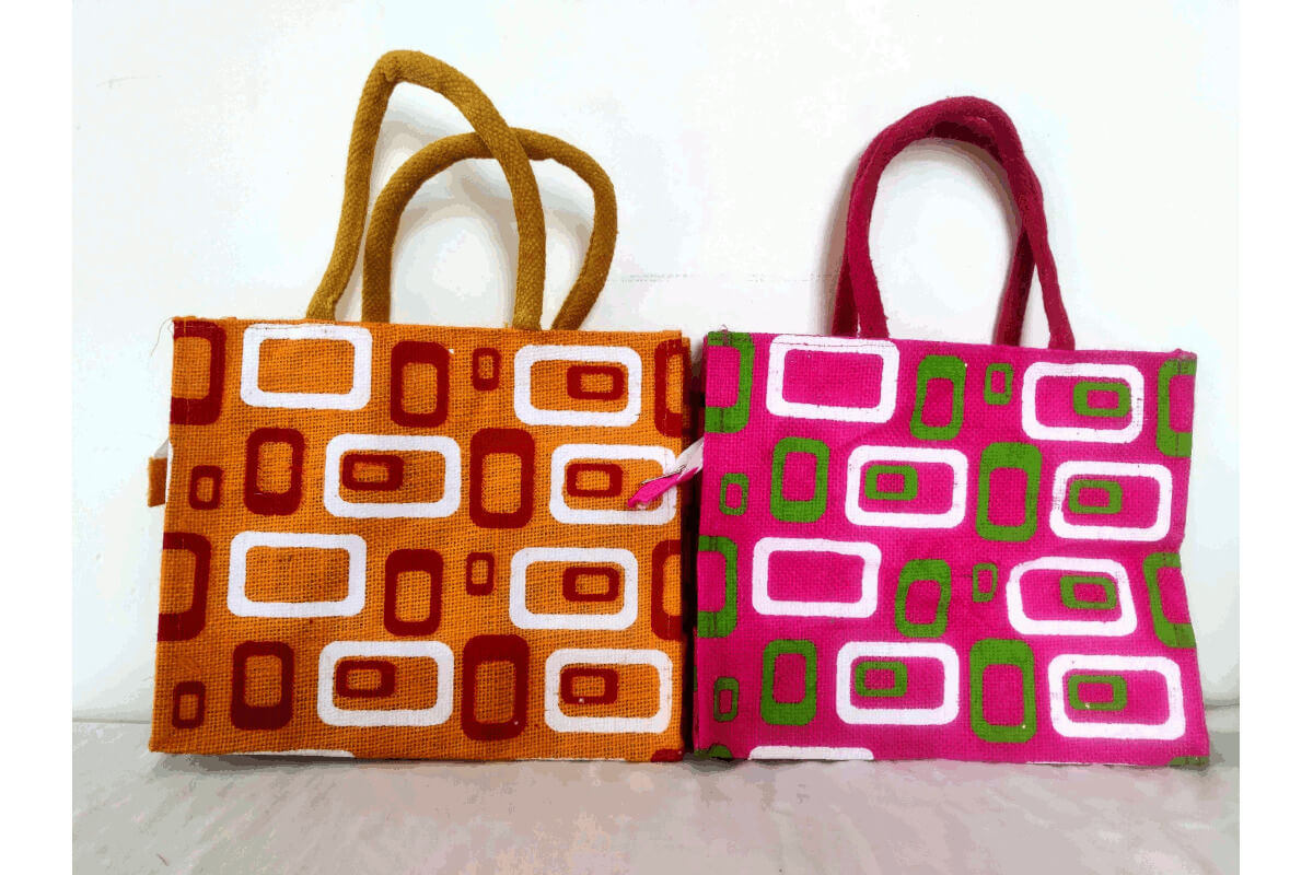 Jute Mix Print Bag