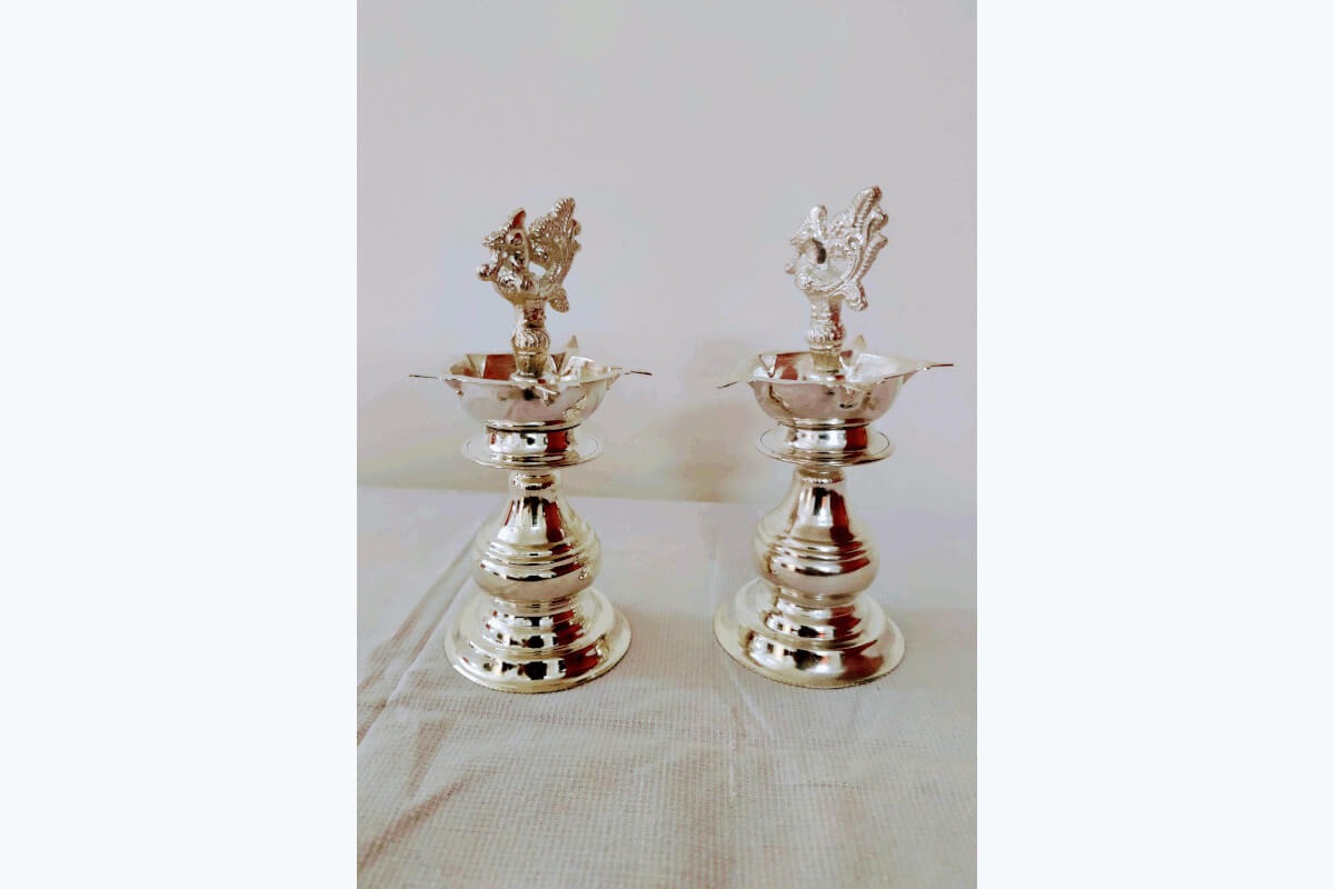 Silver Annapakshi Diya Pair, Return Gift Pooja