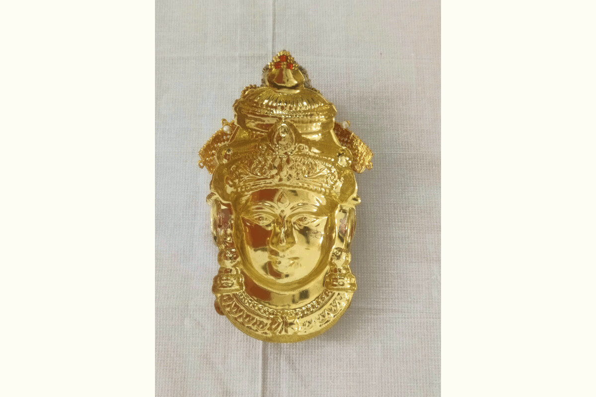 Back view of Gowri Decorated Face Gold