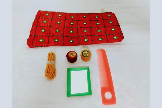 Red Mirror Purse Tambulam Set