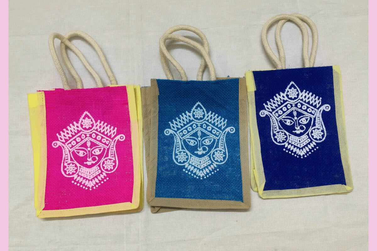 Jute Non-woven Devi Print Bag, Return Gifts for Varlakshmi Pooja