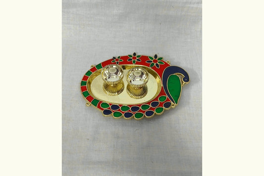 Peacock Oval Shape Kumkum Cups, Wedding Return Gifts