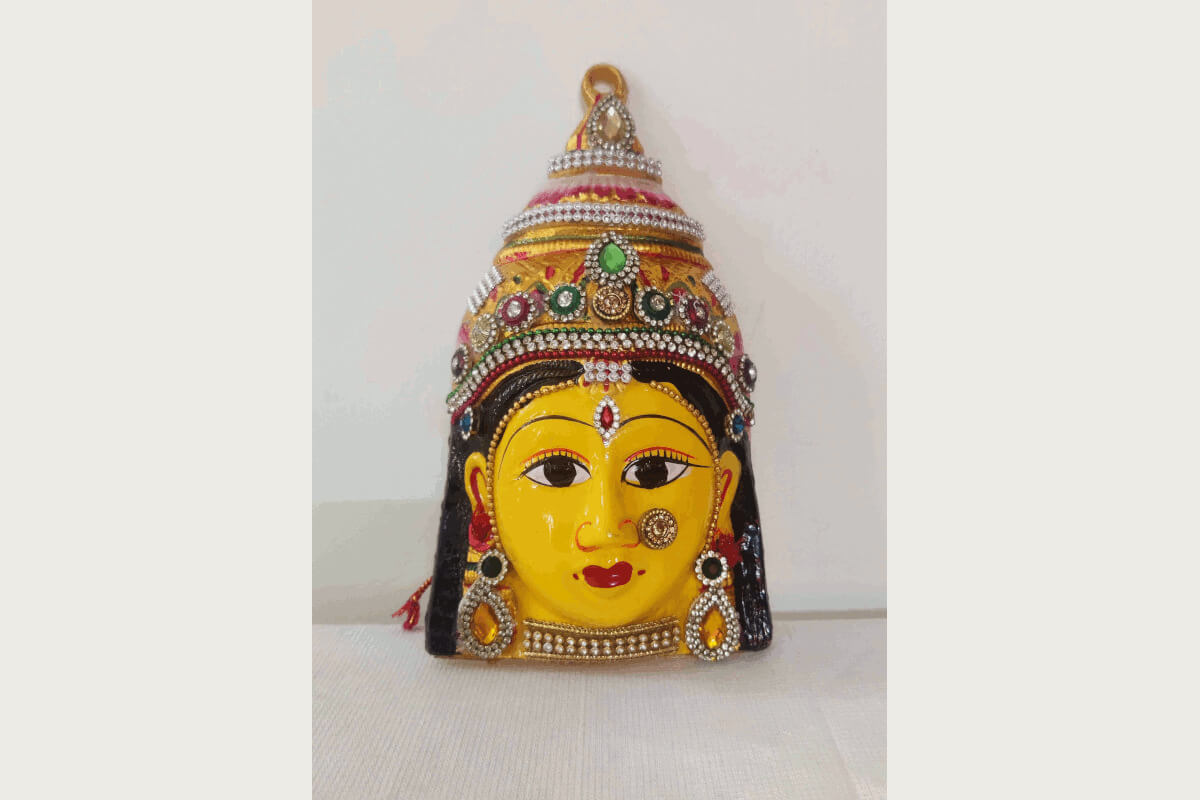 Decorated Yellow Devi Face