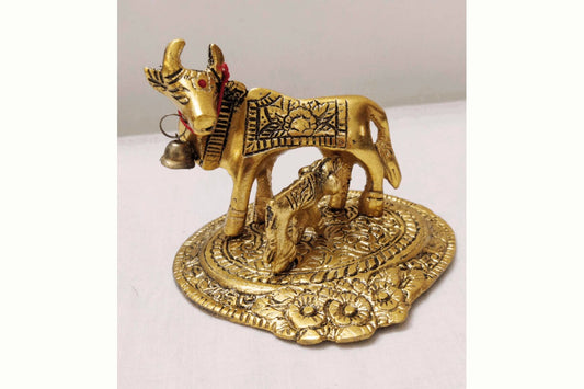 Cow and Calf Medium Gold Oxidised, Return Gifts for Upanayanam