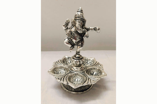 Dancing Ganesha Diya Silver, Return gift online