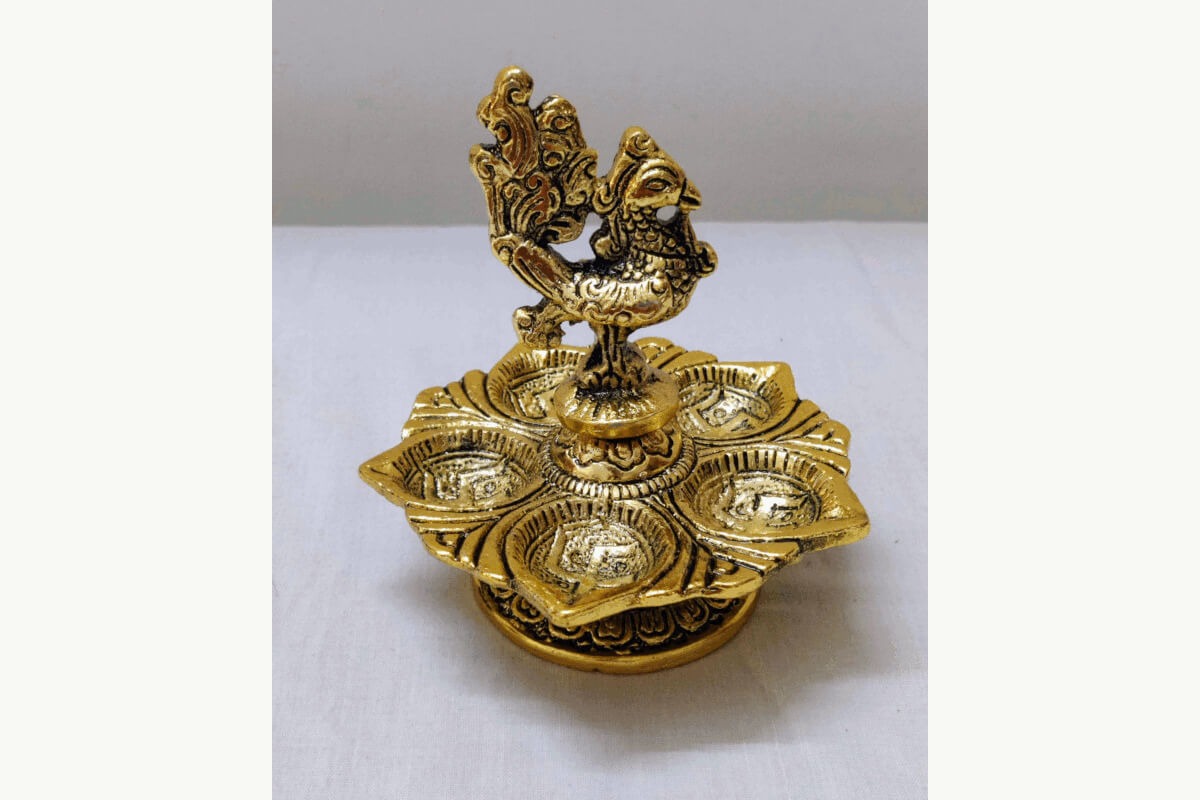 Annapakshi 5 Face Diya Gold, Return Gift