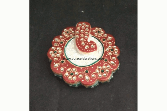 Marble Ganesh Kumkum Round Shape