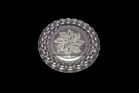 Round Silver Flower Plate