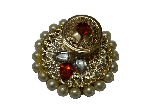 Metal Pearl Studded Kumkum Box