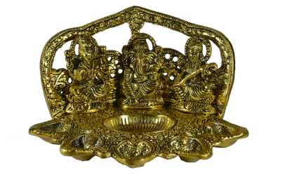 Lakshmi Saraswathi Ganesha 5 Diyas Gold