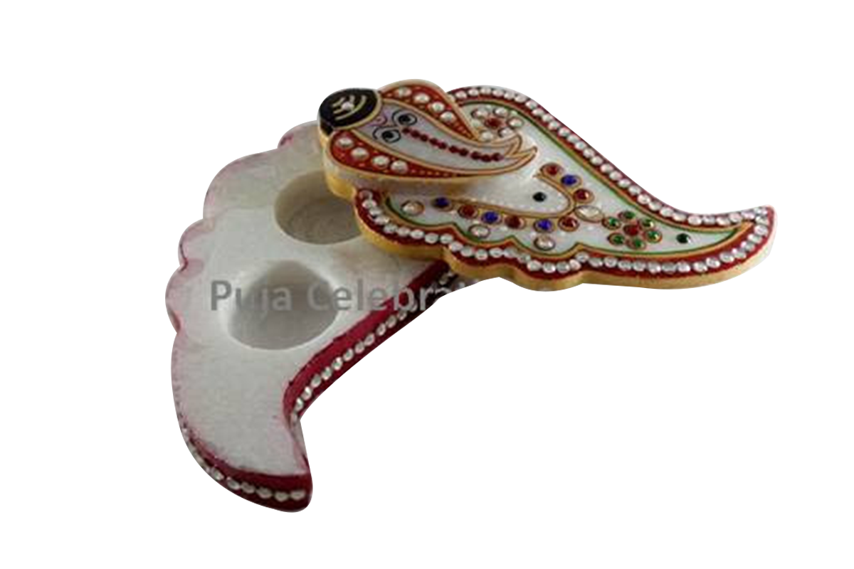 Marble Ganesh Shankh Shape Chopra