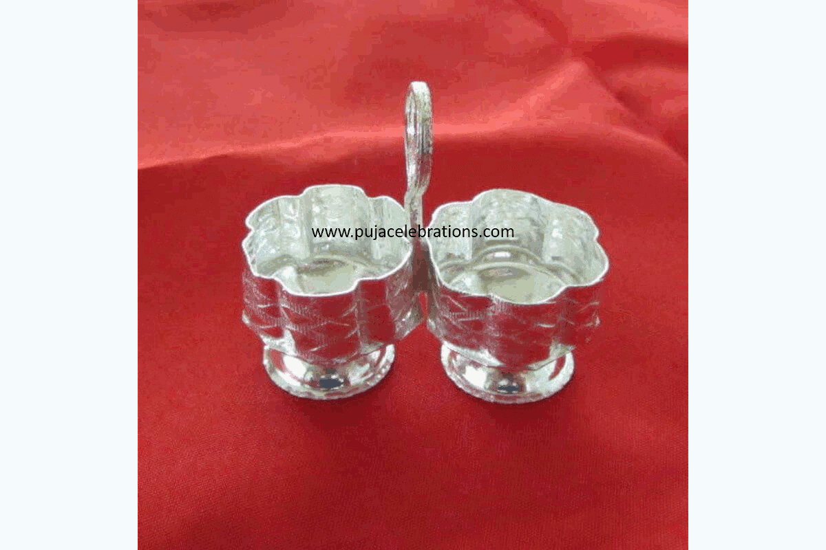 White Metal Haldi Kumkum Holder