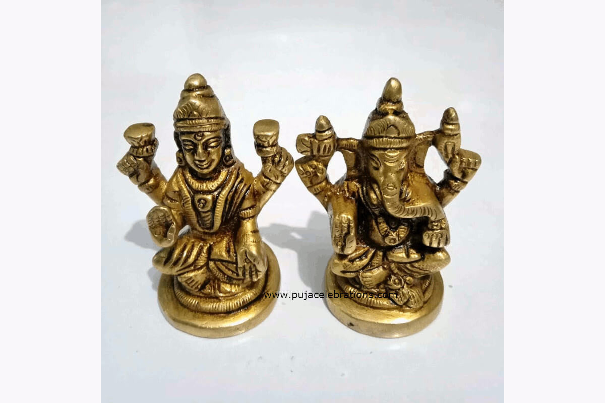 Lakshmi Ganesha Brass Idol Small