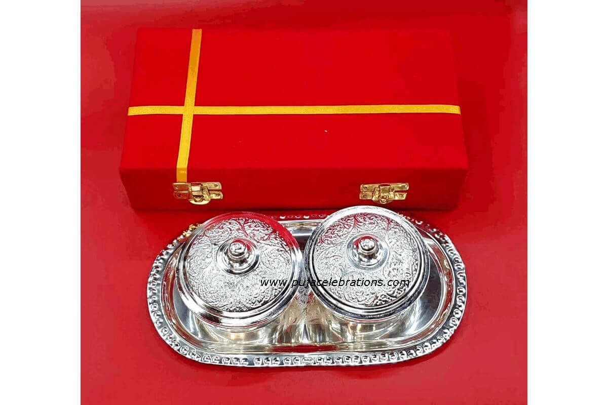 Kumkum Box Gift Set Silver