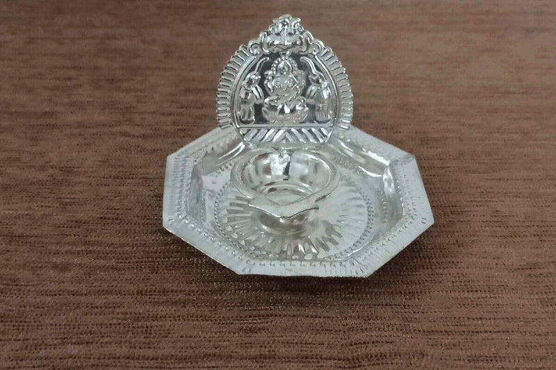 White Metal Kamakshi Diya