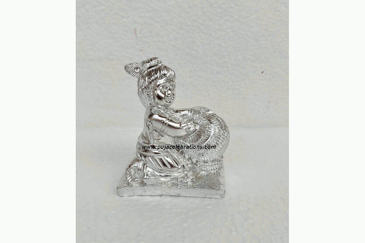 White Metal Vennai Krishna Idol