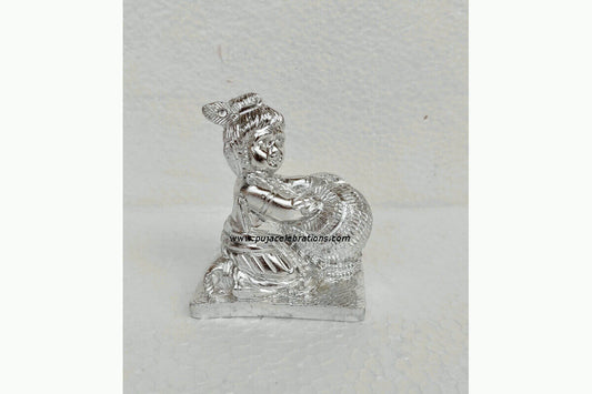 White Metal Vennai Krishna Idol