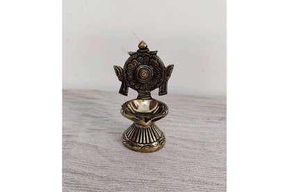 Brass Shankh Chakra Diya Set