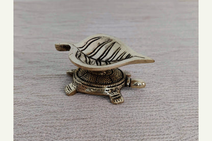 Brass Tortoise Leaf Diya