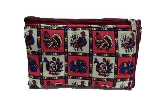 Kalamkari Side Zip Purse