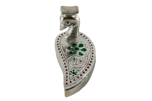 Peacock Silver Meenakari Kumkum Box