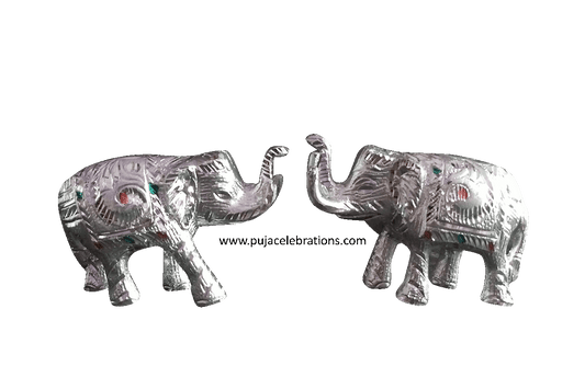 White Metal Elephant Pair