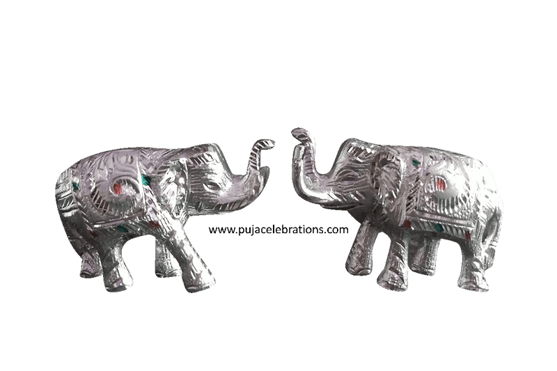 White Metal Elephant Pair